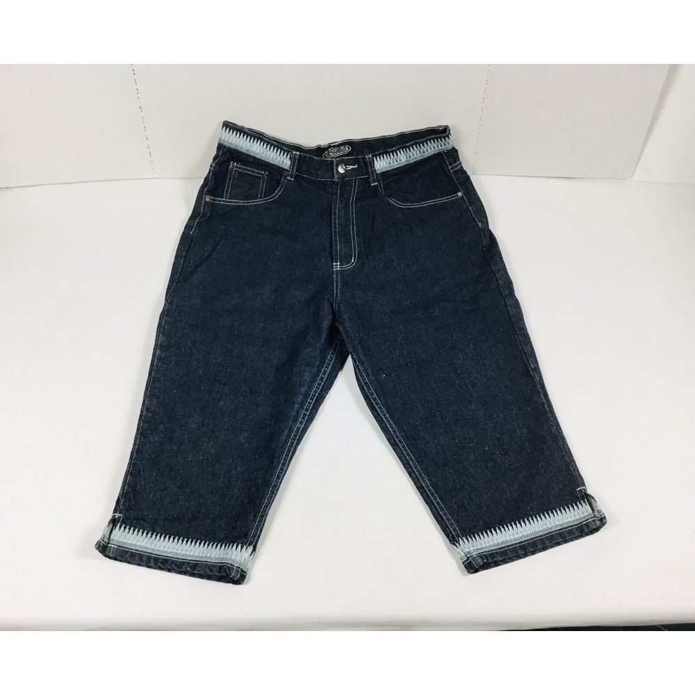 Crest Stretch Jean Collection Capris Med Rise Embroidered size 13/14 W /Waist 32